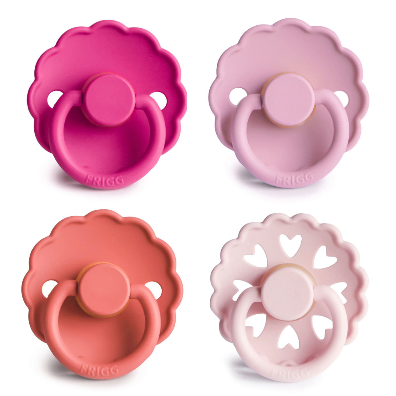 FRIGG Natural Rubber Rosy Romance Pacifier 4-Pack