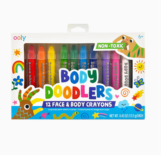 Body Doodlers Face & Body Crayons - Set of 12 Colors