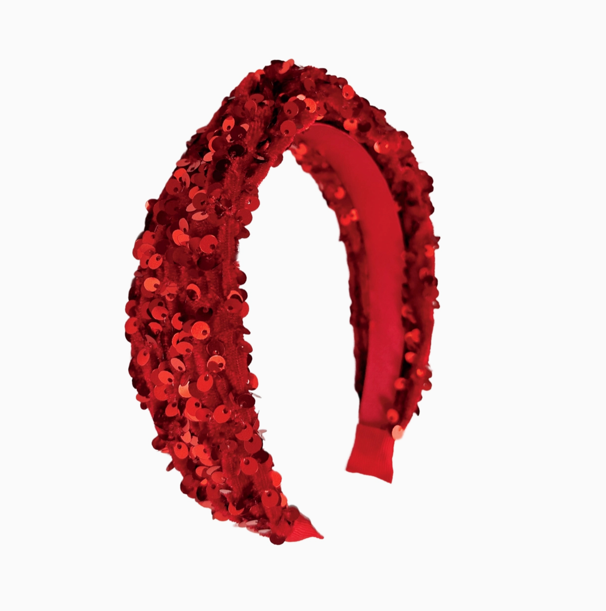 Sequin Velvet Headband - Red