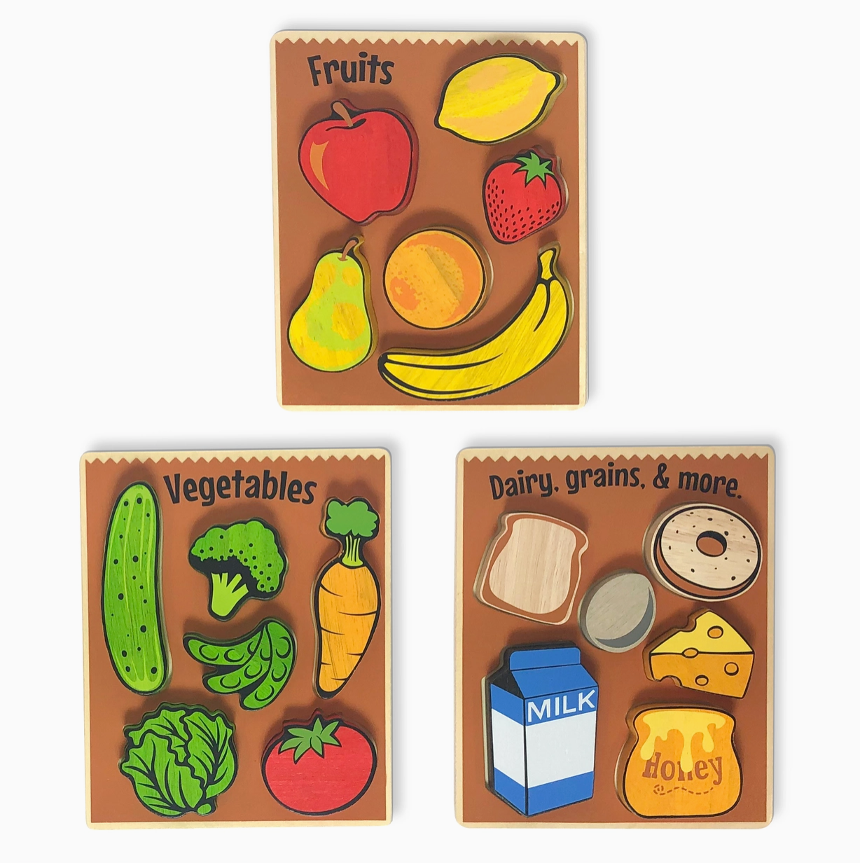 Grocery Puzzles 3-Pack - Chunky Pieces 6 Piece Puzzles