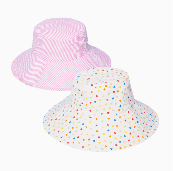 Rainbow Hearts Reversible Sun Hat 3-6 Years