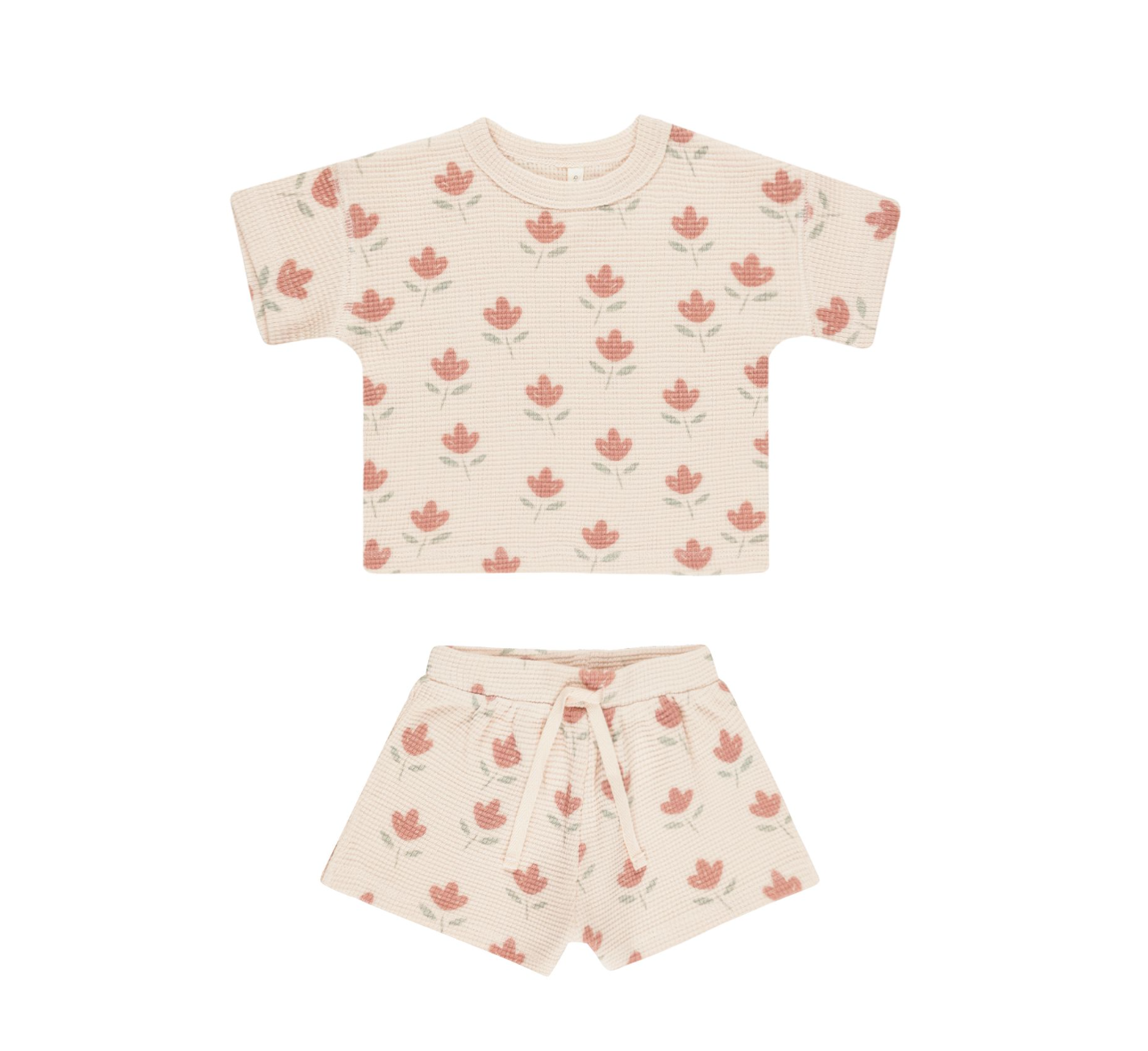 Waffle Tee + Short Set - Tulips