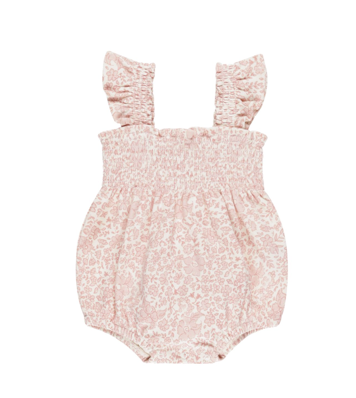 Smocked Ruffle Sleeve Romper - Pink Blossom