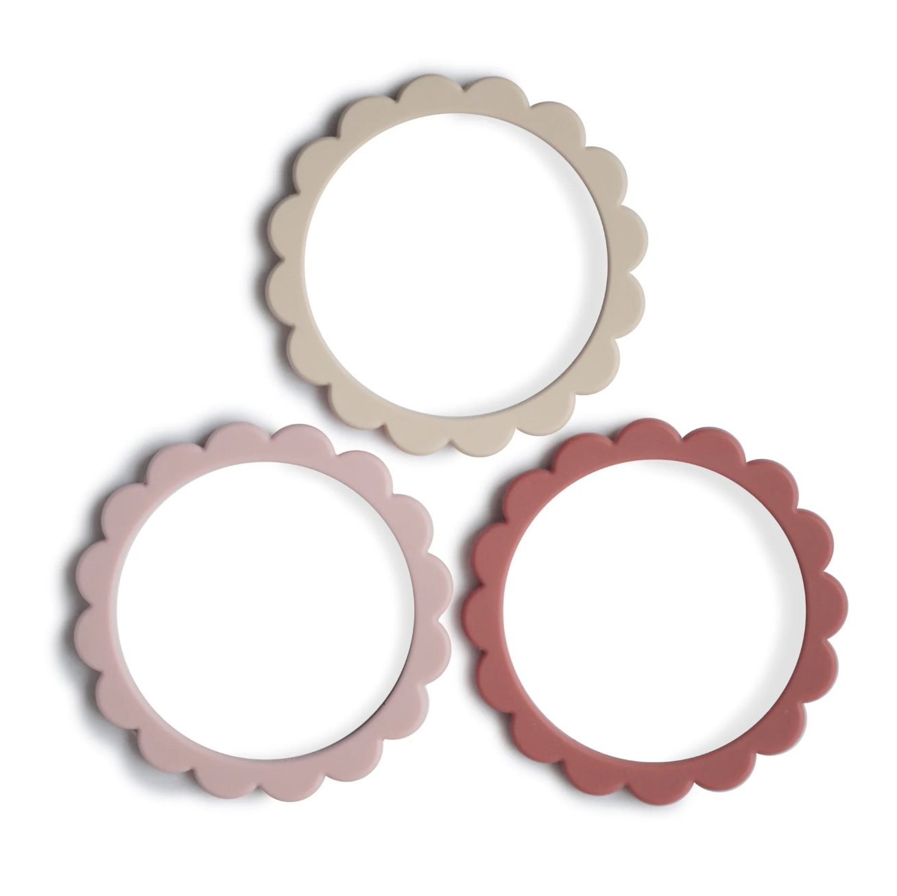 Flower Teething Bracelet 3-pack (Rose/Blush/Shifting Sand)