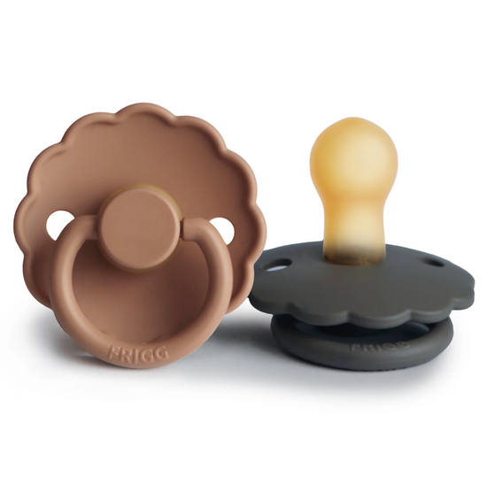 FRIGG Daisy Natural Rubber Pacifier 2-Pack - Graphite/Peach Bronze