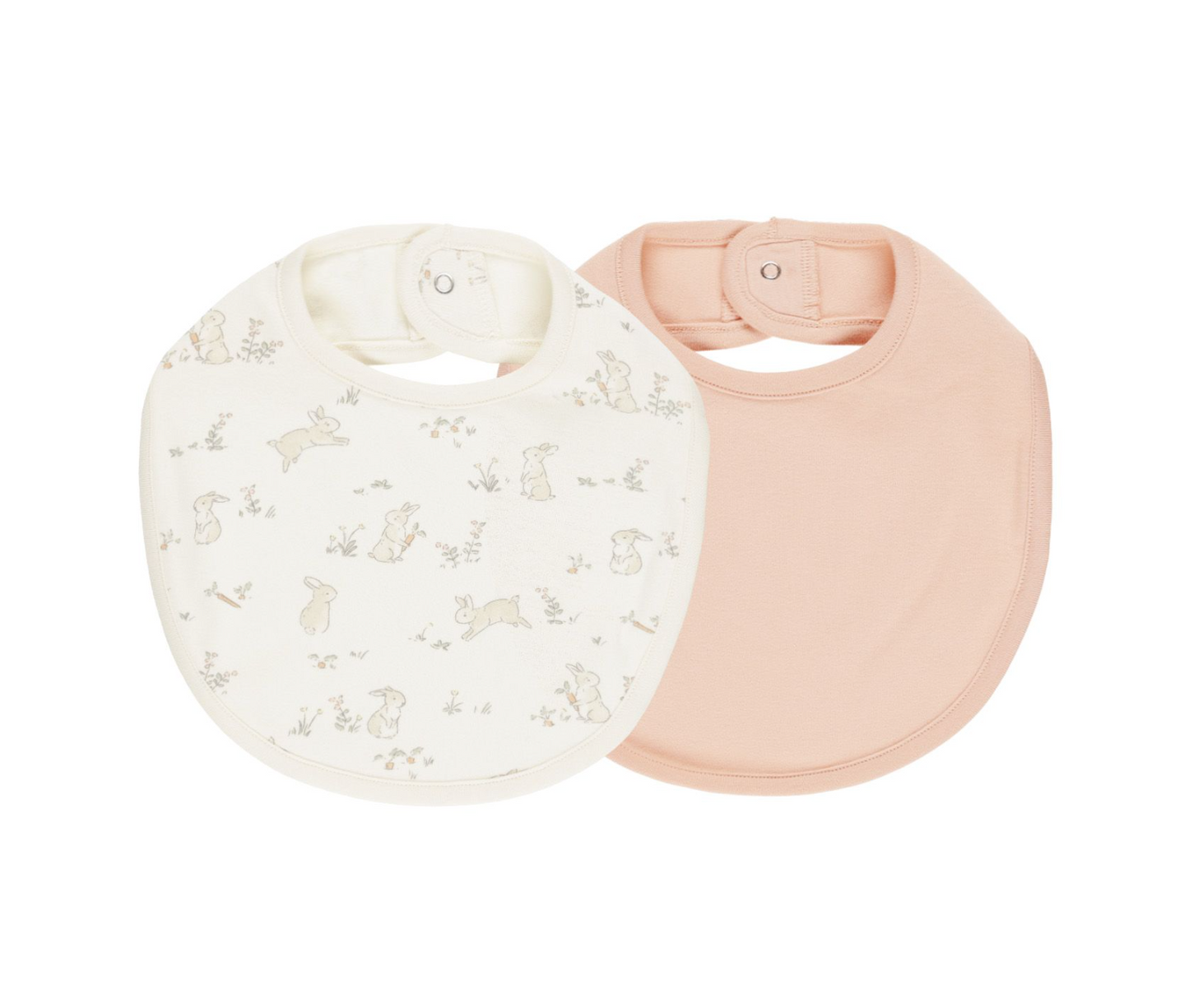 Jersey Snap Bib, 2 Pack || Bunnies, Melon