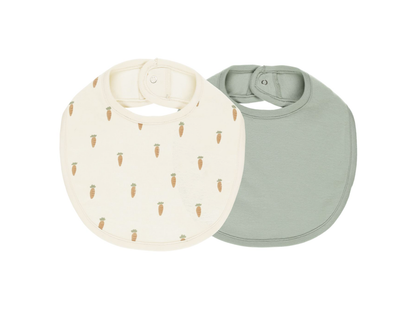 Jersey Snap Bib, 2 Pack || Carrots, Sage