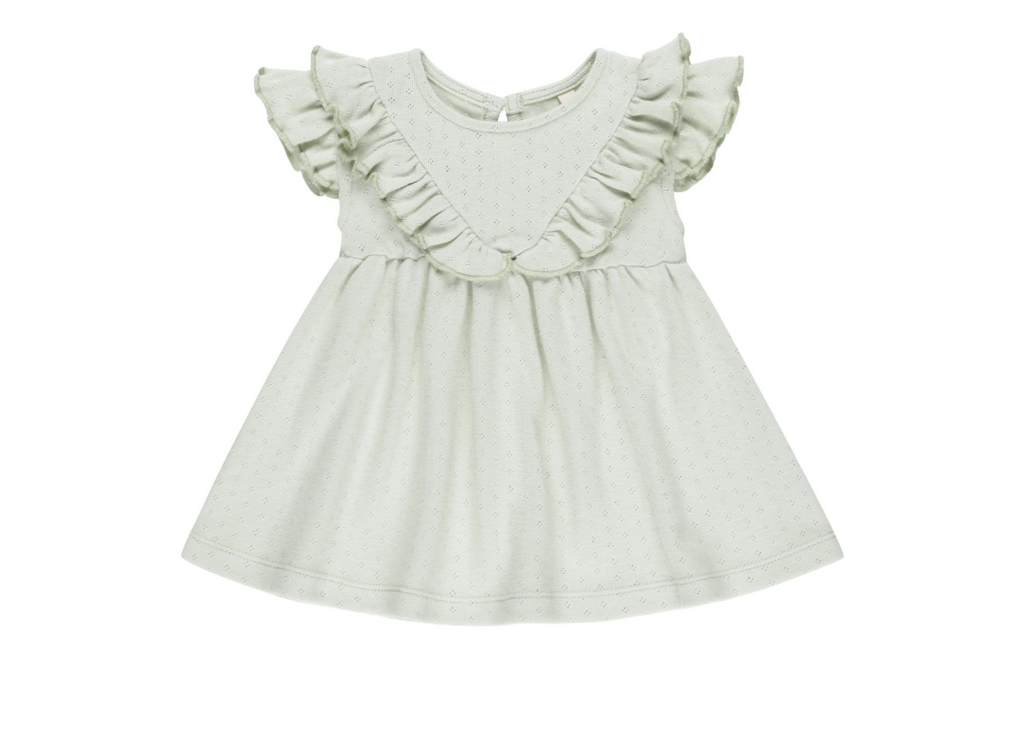 Mint Sleeveless Ruffle V Dress