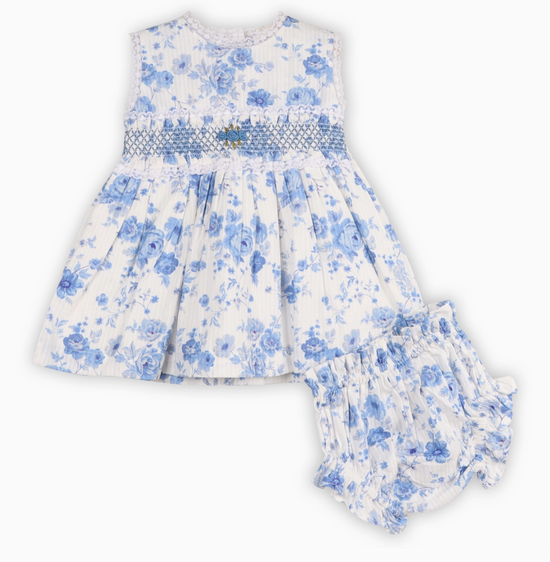 Ellison Rose Floral Smocked Baby Dress + Bloomer (Organic)