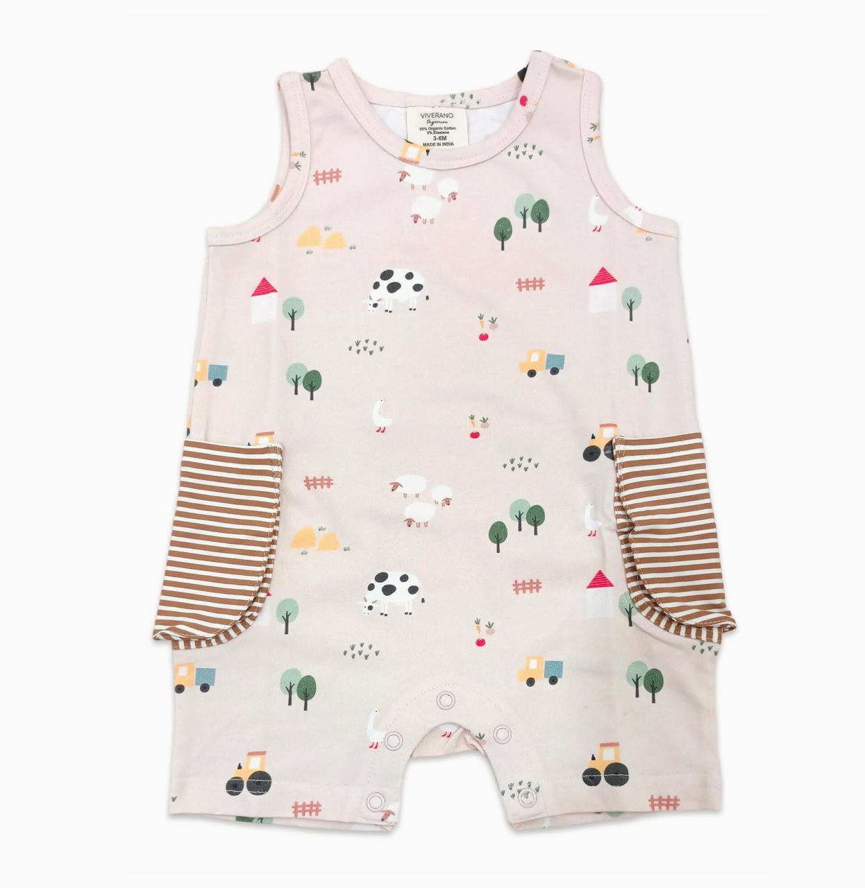 Farm Side Pocket Baby Romper (Organic Jersey)