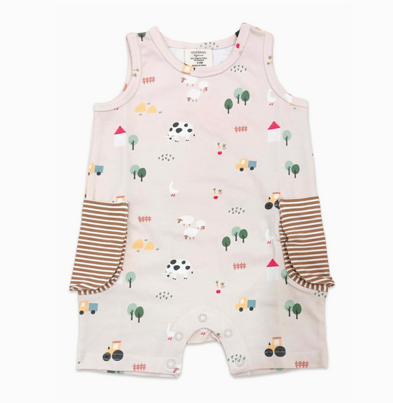 Farm Side Pocket Baby Romper (Organic Jersey)