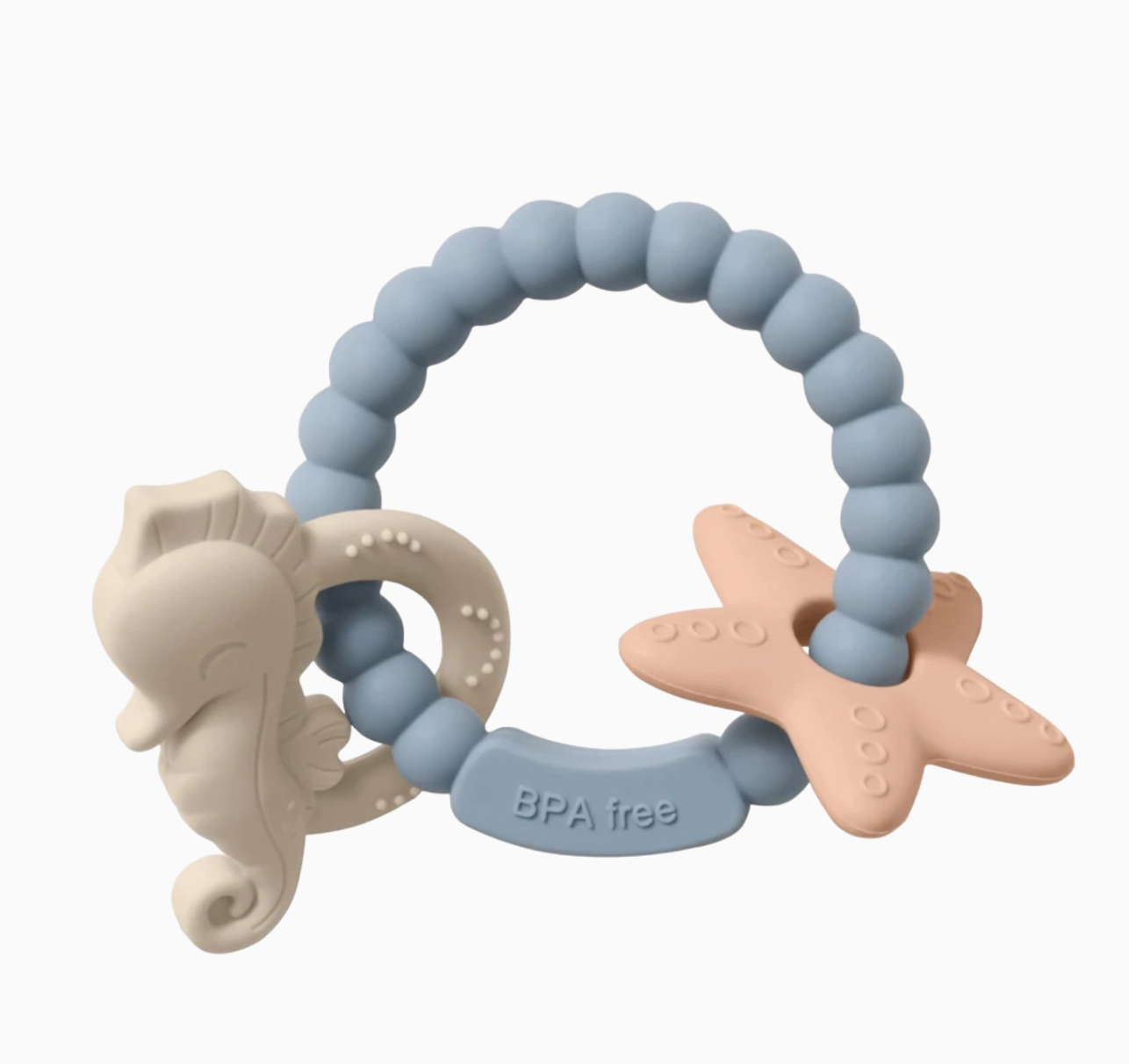 Seahorse Teething Ring - All Silicone (Slate)