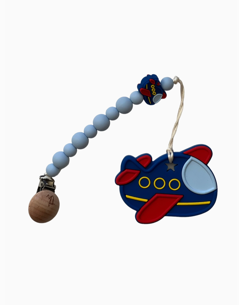 Teether & Clip Bundle - Navy Airplane