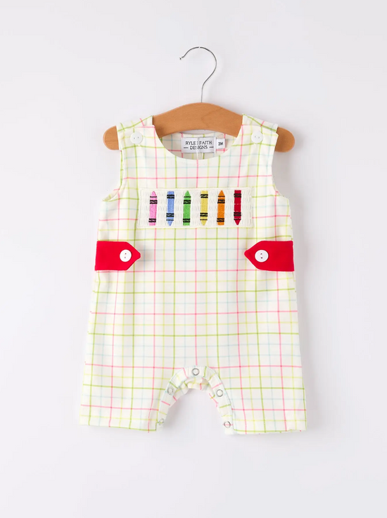 Back-To-School Embroidery Boys' Romper