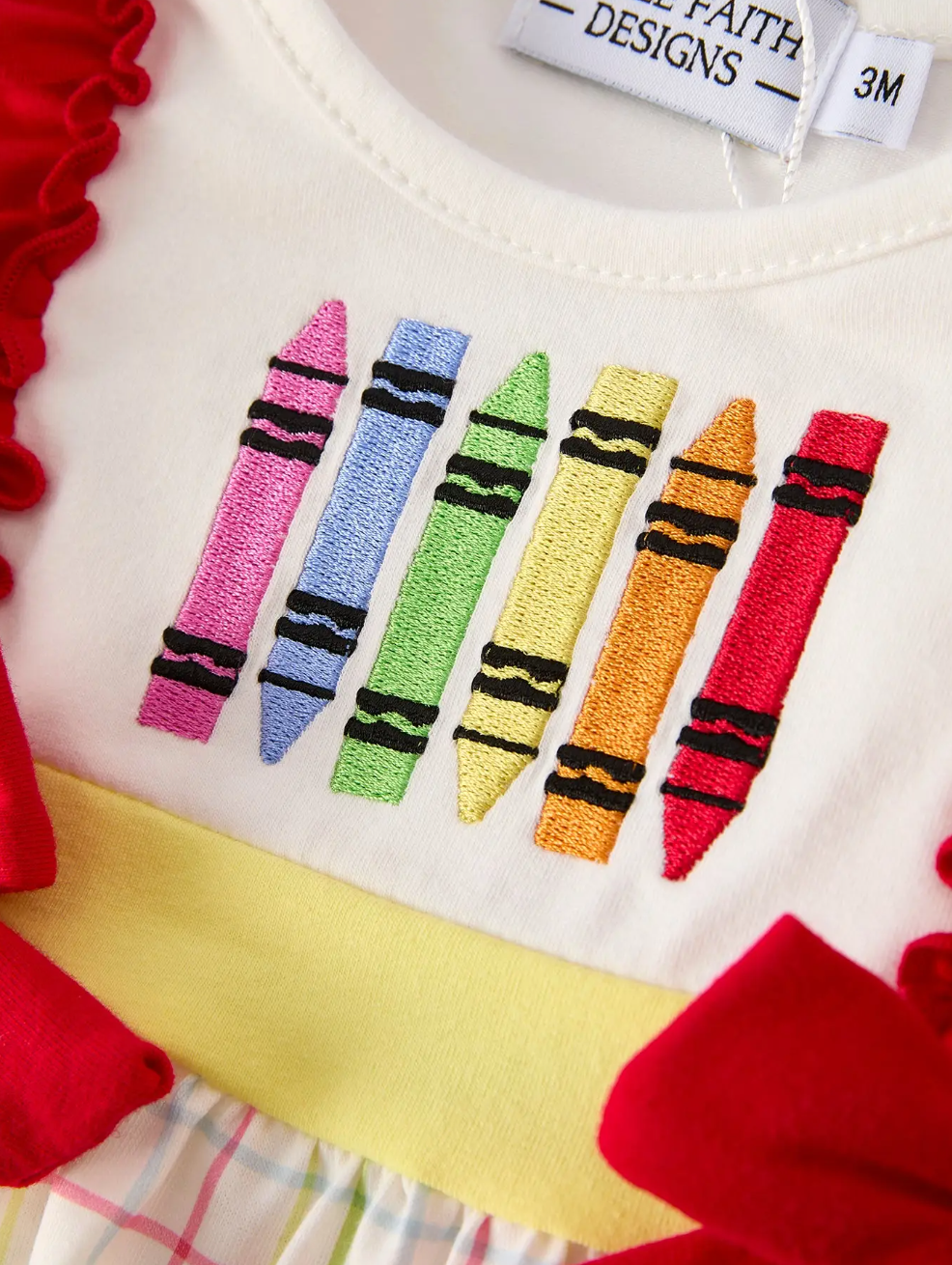 Back-To-School Embroidery Girls' Romper