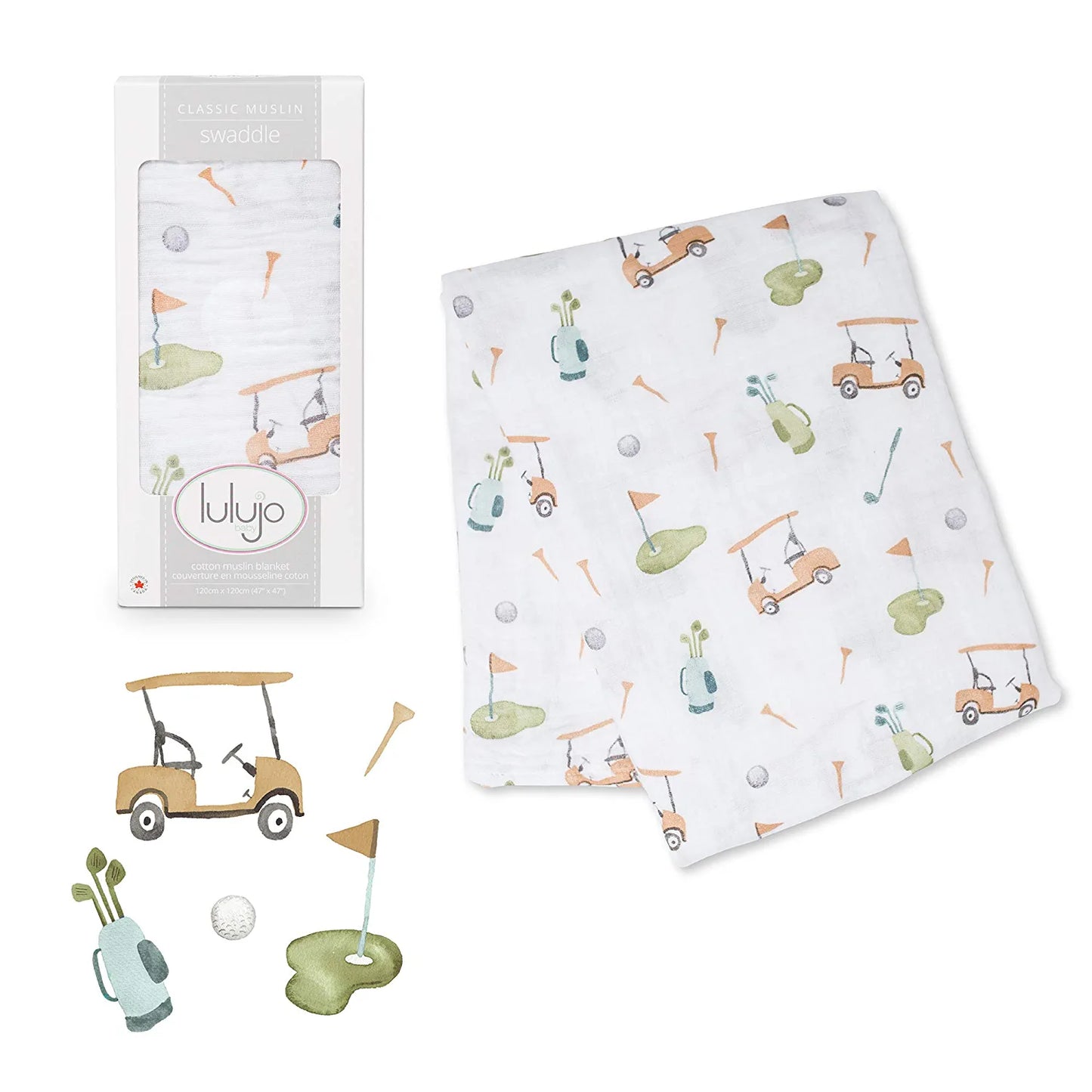 Load image into Gallery viewer, Lulujo Cotton Swaddle – Golf

