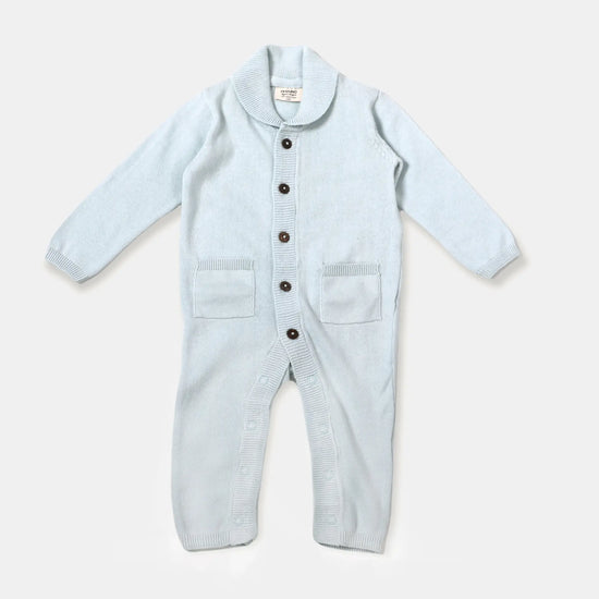 Load image into Gallery viewer, Milan Shawl Sweater Knit Baby Jumpsuit (Organic cotton) - Blue
