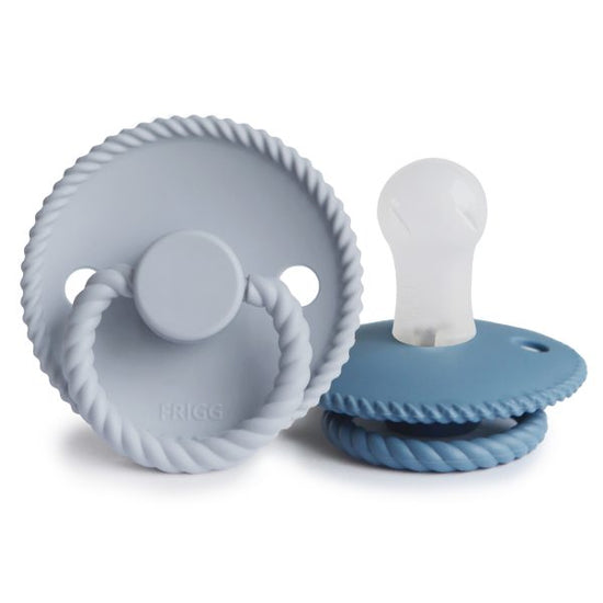 FRIGG Rope Silicone Baby Pacifier (Powder Blue/Ocean View) - 6-18 Months