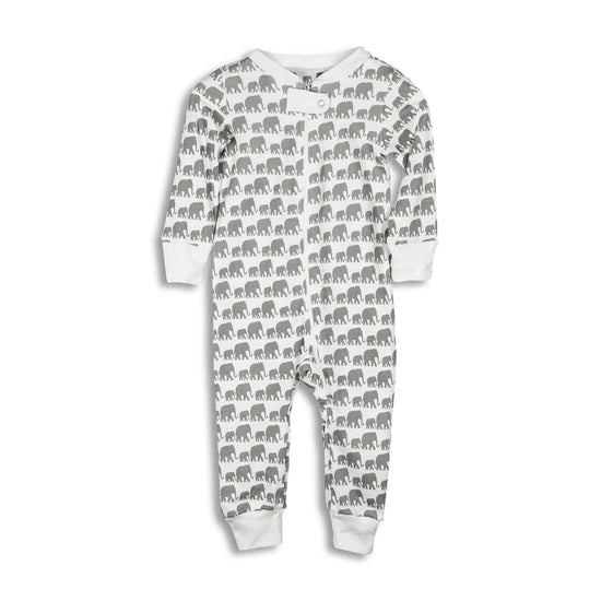 Full Zip Footless Pajama - Elephants