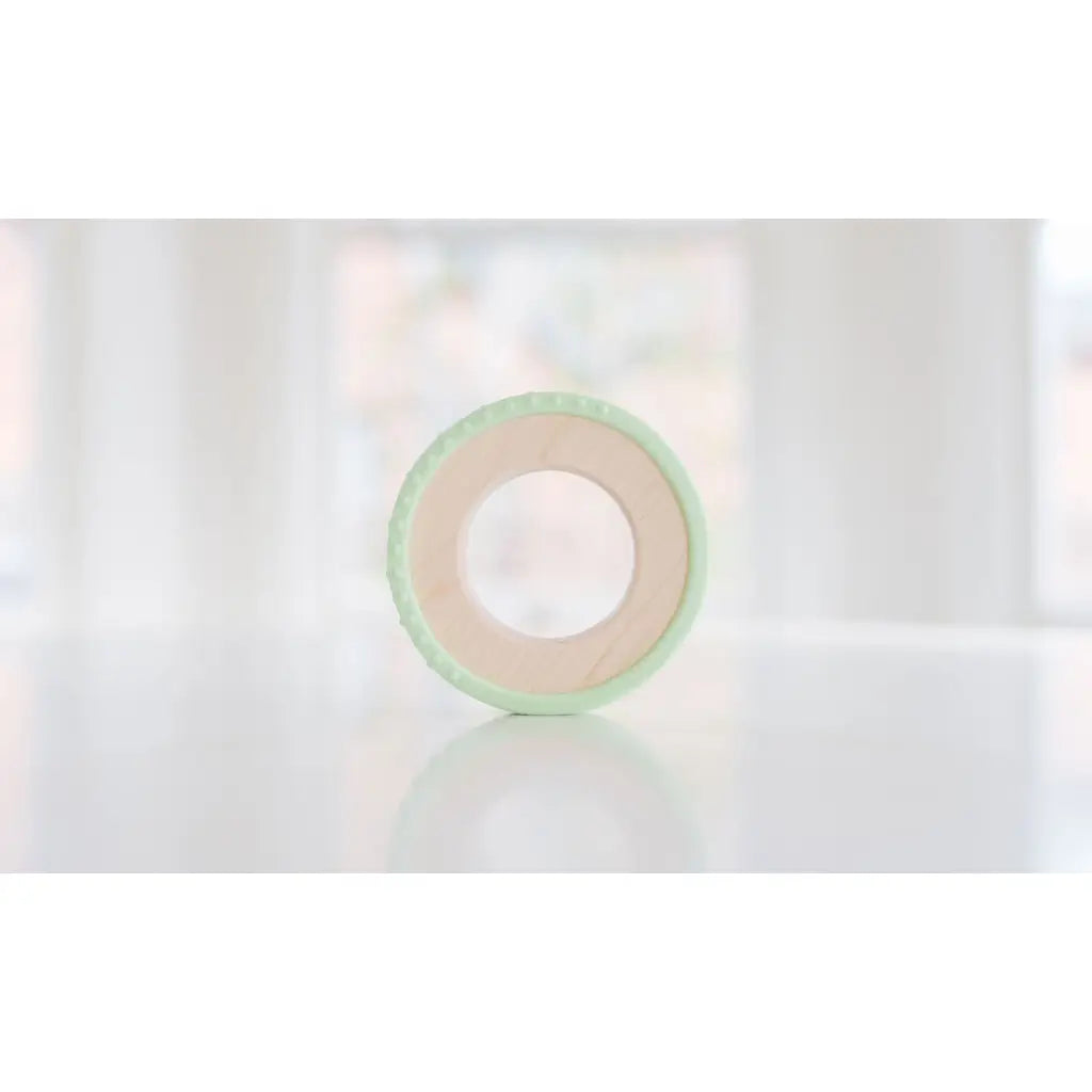 Silicone Wrapped Wooden Baby Teether - Honeydew