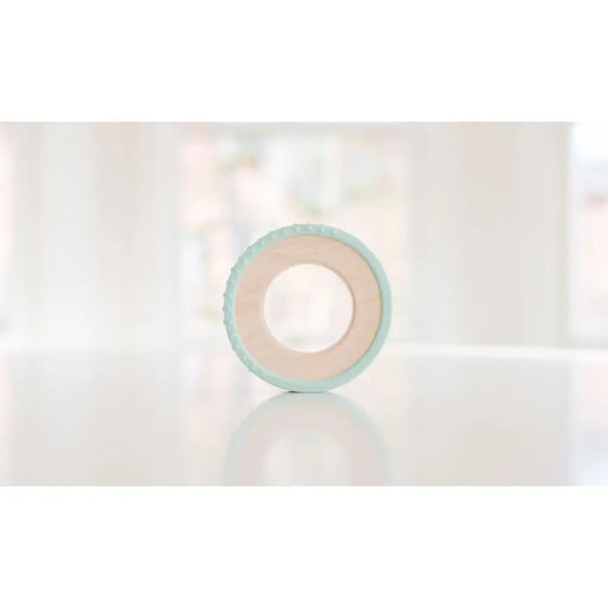 Silicone Wrapped Wooden Baby Teether - Mint