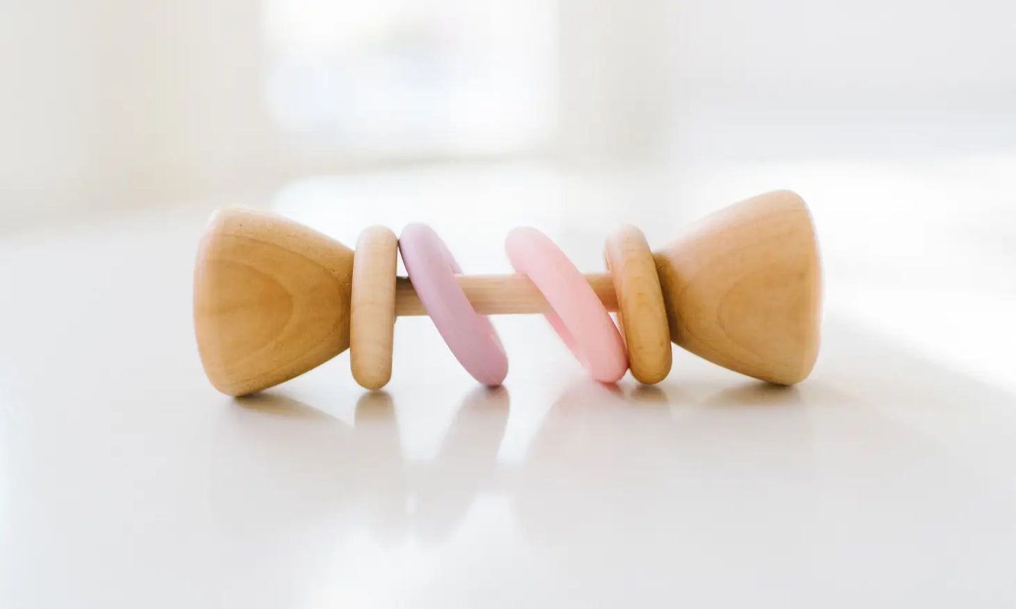 Load image into Gallery viewer, Color Block Classic Wooden Rattle - Pink/Lavender

