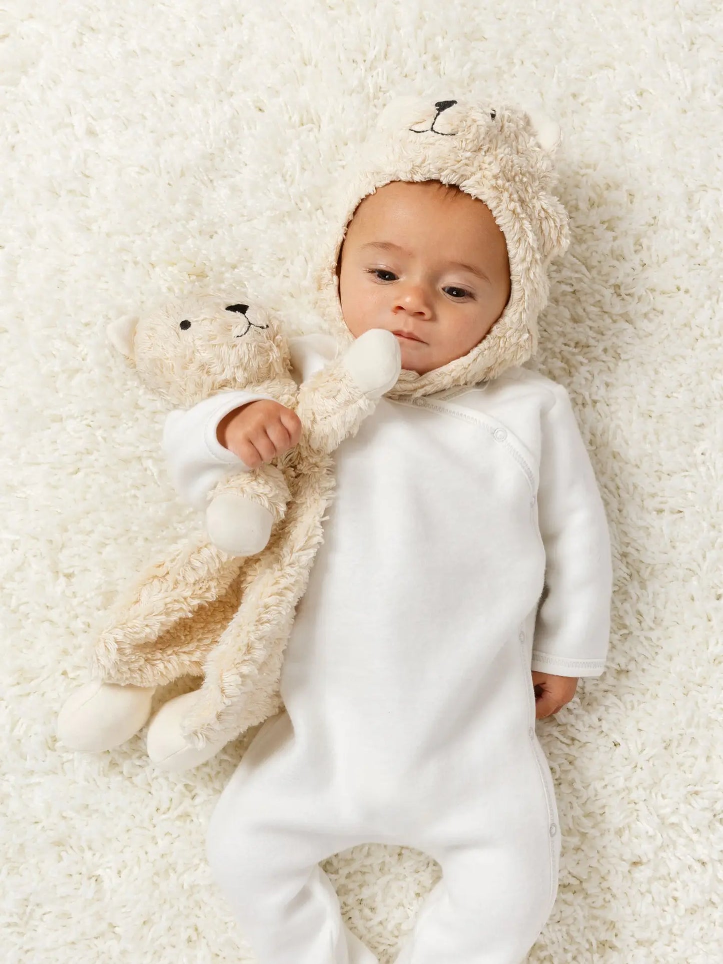 Organic Flat Faux Fur Benny Snuggle Bear Sherpa Toy