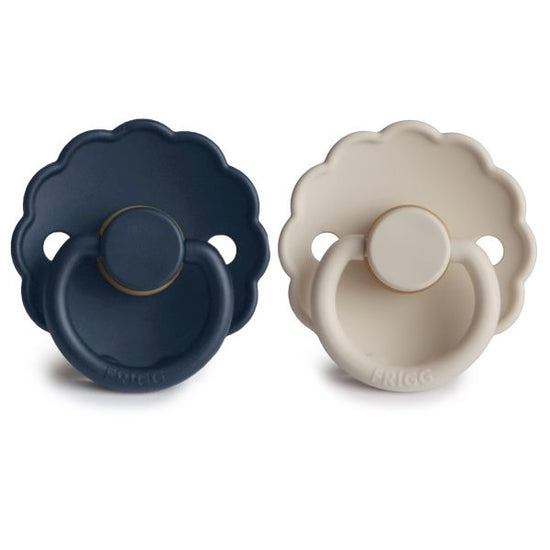 Load image into Gallery viewer, FRIGG Daisy Natural Rubber Baby Pacifier (Dark Navy/Sandstone) 2-Pack - 6-18 Months
