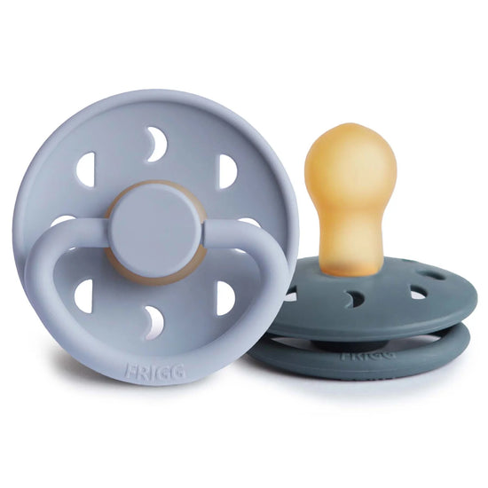 FRIGG Moon Natural Rubber Baby Pacifier (Powder Blue / Slate) - 6-18M